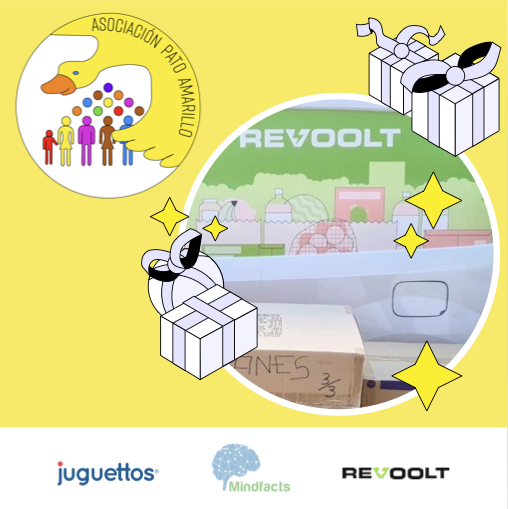 Un año más, los pajes reales de Revoolt, participan de una encantadora acción solidaria junto nuestro podcast favorito #Mindfacts y #Juguettos para hacer llegar a la asociación #PatoAmarillo de Orcasitas un lote de juguetes para que ningún niño se quede sin su regalo de reyes.