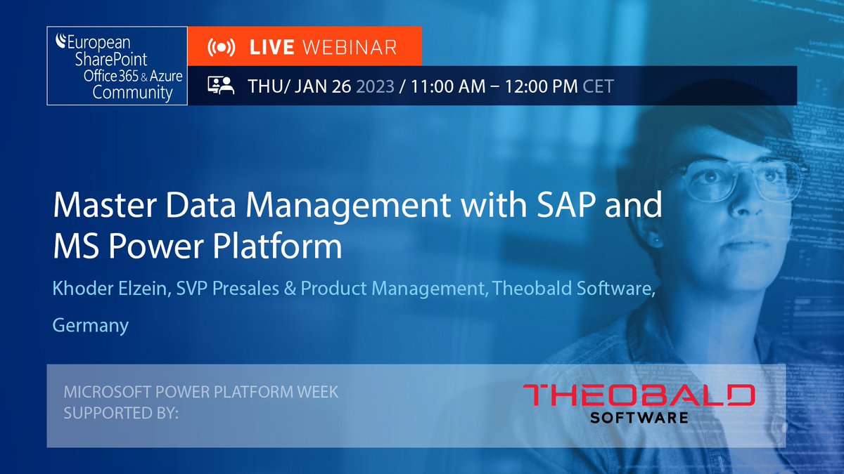 ESPC_Community's tweet photo. ❗ Now is your chance to Master Data Management with #SAP and #MSPowerPlatform with this upcoming webinar https://t.co/1VgyMyihnN https://t.co/QwwtrQ6GMe