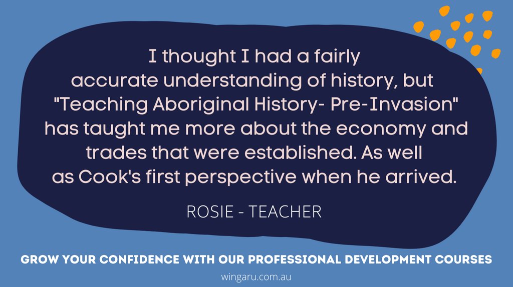 Build your knowledge at your pace with our online #ProfessionalDevelopment courses. Our courses are designed and delivered by #Aboriginal educators and meet the Australian Professional Standards for Teachers.

Visit wingaru.com.au/wingaru-teach.… to learn more about our courses.