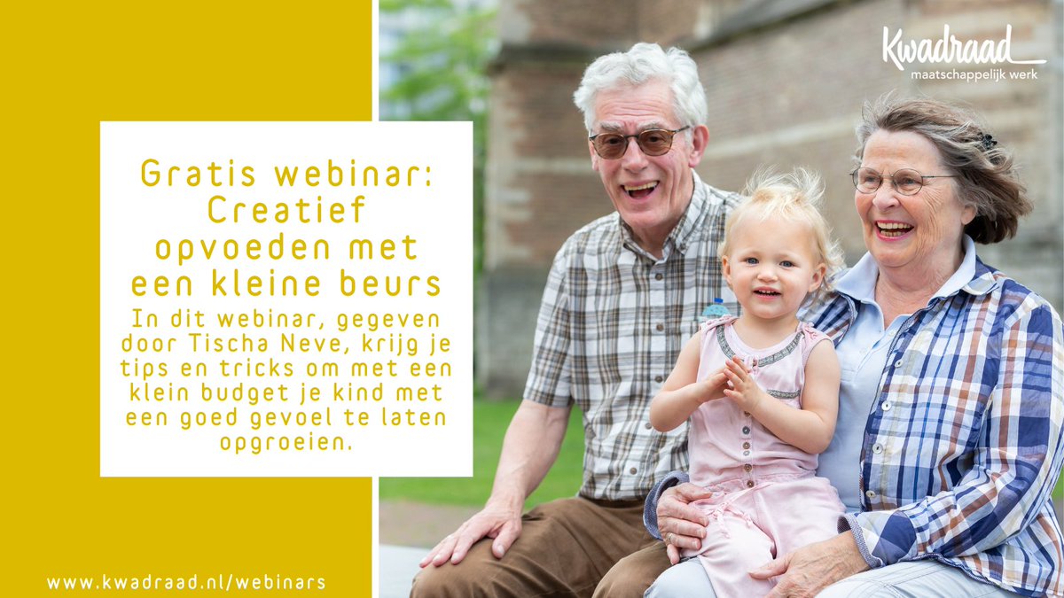 Als je niet veel geld te besteden hebt kan het je behoorlijk bezighouden: hoe zorg je ervoor dat jouw kind, ook als er niet veel te besteden is, met zelfvertrouwen en een goed gevoel opgroeit? 

Kijk voor meer informatie en aanmelden hier: kwadraad.nl/nieuws/gratis-…