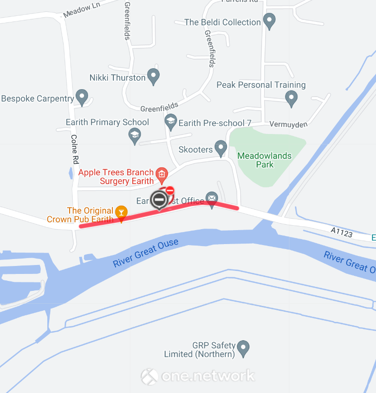 Cambs_Traffic's tweet photo. ⛔️ ROADWORKS
#A1123 High Street, #Earith is CLOSED both ways to all motor vehicles TODAY until the 12th January due to works by @Cambswater
More info: https://t.co/ihv9PbfeuR https://t.co/q24I0od5Qh