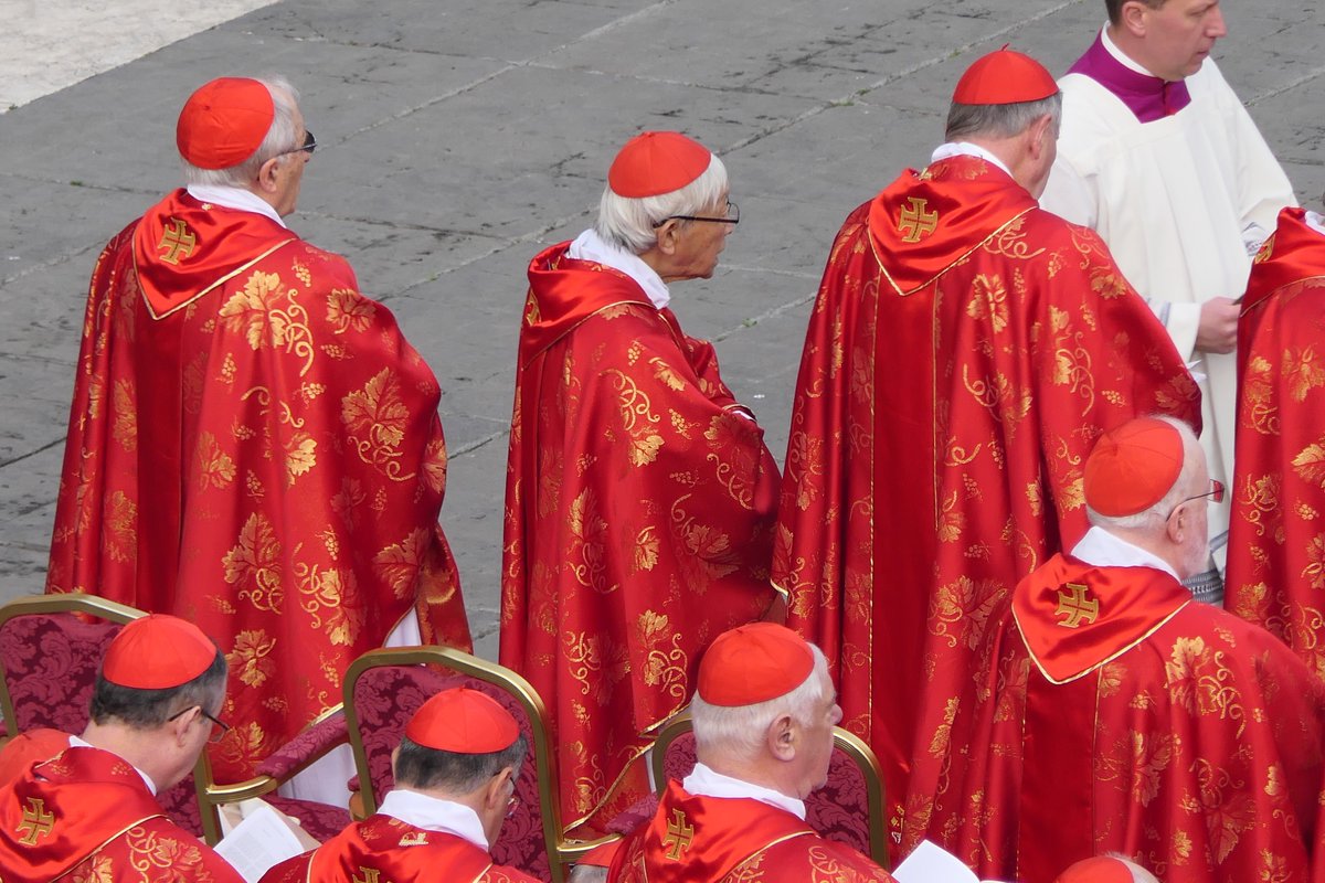 Cardinal Joseph Zen attends the solemn funeral of Pope Benedict XVI. Zen was permitted to attend despite being recently summoned to trial by Hong Kong authorities. Behind him to the right is Cardinal Gerhard Müller, former prefect of the Congregation for the Doctrine of the Faith