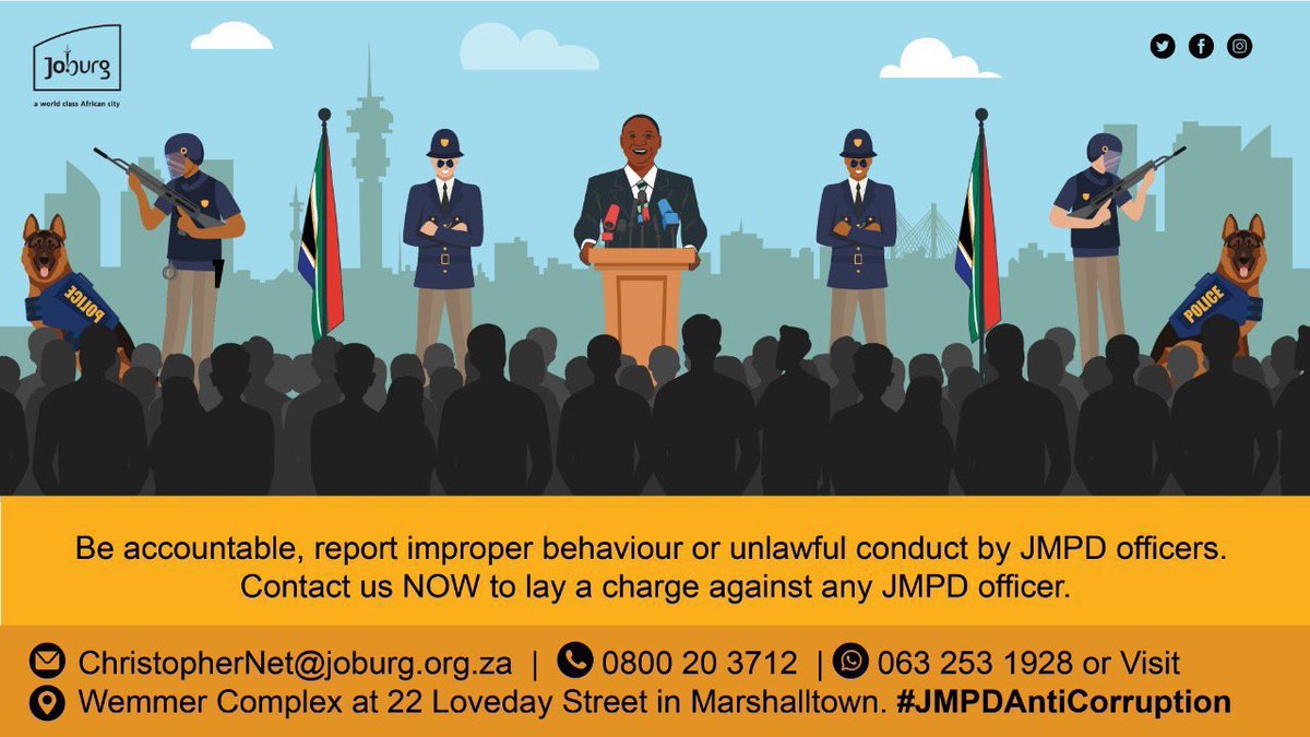 City Of Joburg On Twitter Give Corrupt Jmpd Officers The Boot 👮🏿‍♂️ Report Corruption And 
