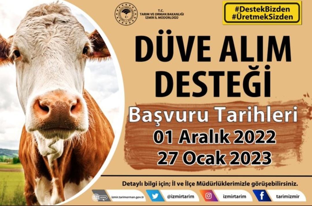 #Düve Alım Desteğinde son başvuru tarihi yaklaşıyor!
#DeğerliÜreticilerimiz
Desteklemelerden faydalanabilmek için son başvuru tarihini kaçırmayın!