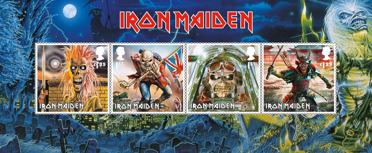 IronMaiden's tweet photo. We're very proud and excited to announce that Royal Mail are to honour Iron Maiden with a set of special stamps!

To pre-order and find out more, head to https://t.co/FKdfOA1BNx

@RoyalMail @RoyalMailStamps

#RoyalMail #IronMaiden #Stamps #Eddie #StampCollecting https://t.co/qrGoKHFqxR