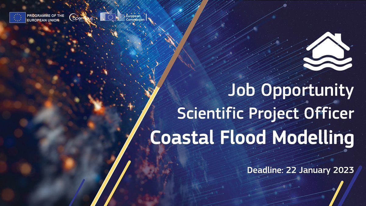 Are you interested in coastal flood modelling?🤔 If you have good programming skills & experience in numerical modelling, check out this job opportunity at @EU_ScienceHub and participate to future #CEMS evolutions👇 📅Apply by 22 January recruitment.jrc.ec.europa.eu/?site=IPR&type