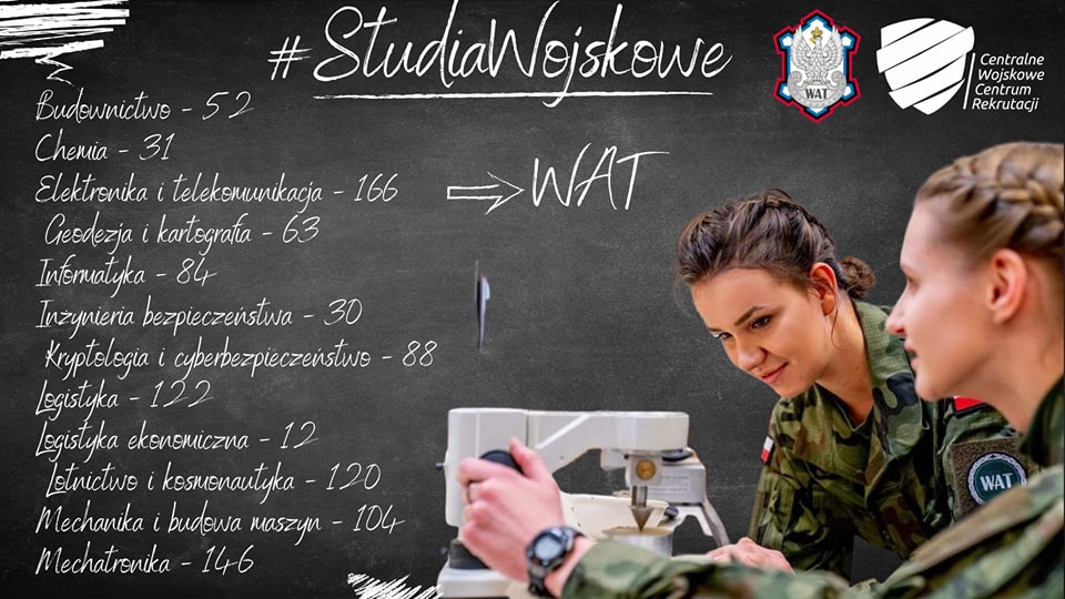 WCR_Sanok's tweet photo. 📣📣#Kierunki #StudiaWojskowe
Poznaj limit przyjęć na studia na określonym kierunku w Wojskowa Akademia Techniczna 👀👇
🔸️🔹️🔸️🔹️
#DołączDoNas na 📲https://t.co/iS6rLR0bD4
#WojskoPolskie #JesteśmyTwojąArmią https://t.co/GIU5cDzzgw