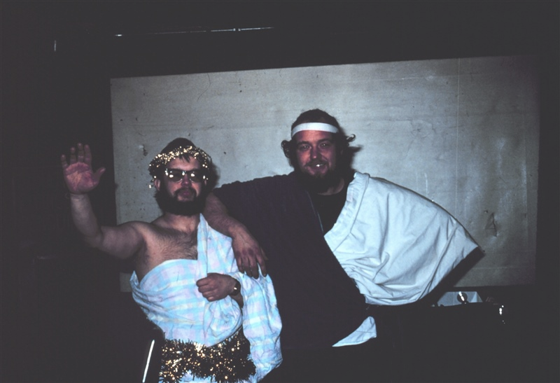SamNChiet's tweet photo. toga party: dudes getting silly with it™ in antarctica's south pole station, austral fall/winter 1979 https://t.co/oCwsfbDlOn