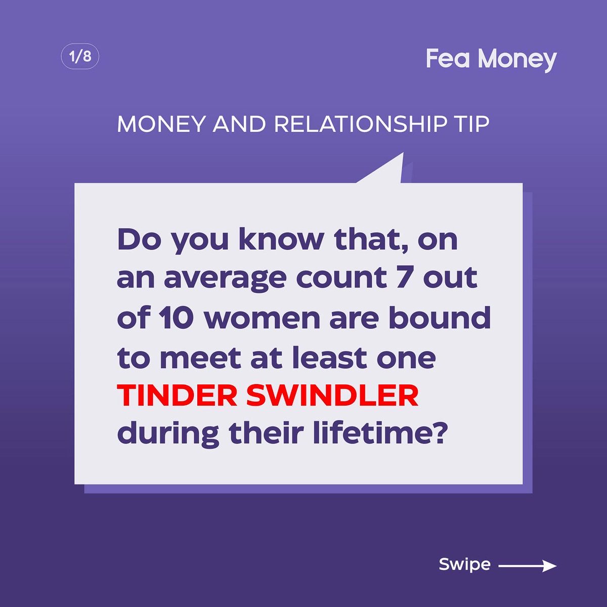 A great way to avoid a tinder swindler is by setting out agreed intentions and arrangements concerning any property/asset or debt owned individually or jointly in the event of a breakup/separation.

#feamoney #tinderswindler
