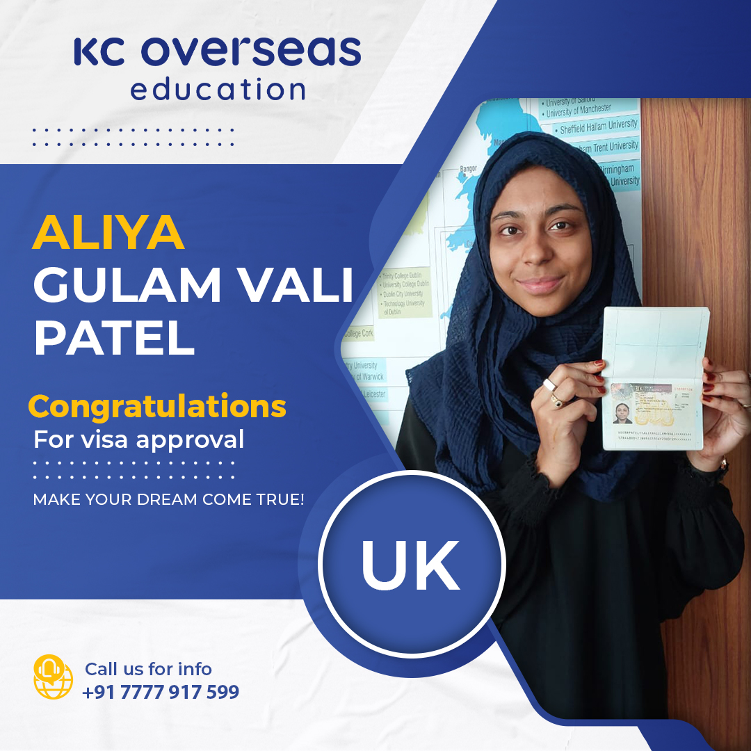 SuratKrishna's tweet photo. We are proud to announce that "  Aliya Gulam Vali Patel  " has 
been granted a " U.K " student visa.
#Studyinuk #StudyAbroad #VisaApproved 
#KCOverseasEducation #Surat #University

#StudyAbroad #KCOverseas #KrishnaConsultant #Overseas
#Study #Visa #International #India #UK https://t.co/5ofRBRWQKj