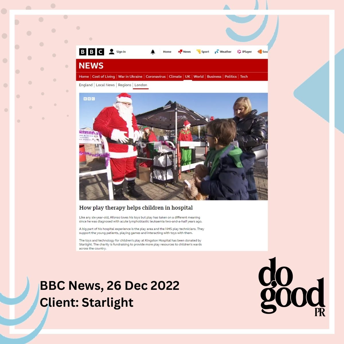 DoGoodPR's tweet image. We&apos;re so pleased that 2022 has seen fabulous media coverage for some of the brilliant campaigns and causes we&apos;ve worked for. Highlights of the year include coverage in The Metro, The Independent, ITV London News, Sky News and BBC News Online. 
#prcoverage #charitycomms #charitypr