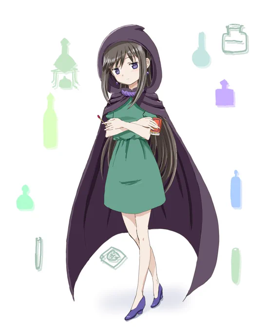 前回のまどっちに引き続き、黒ずきんのやっこちゃん風ほむほむ。枠なしver. ずきんをかぶっているので、どちらかというと黒江っぽいかも。 
