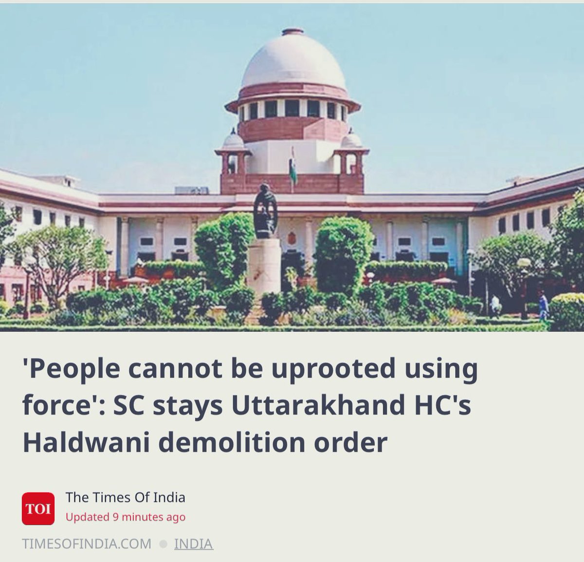 iAmitRajawat's tweet photo. Dear Indian citizens, 
Do not waste your hard earned money in buying expensive lands, illegally encroach the land of your choice for free and get backing of Indian judiciary. 
- Supreme Court of India 

#HaldwaniEncroachment #Haldwani https://t.co/HgJA1Y7xAQ