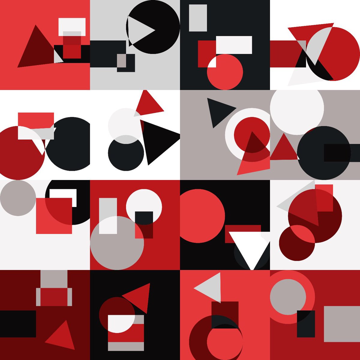 GM friends ! 

Genuary day 4 - intersections

A bit late on day 4, I was 🤢🤮 yesterday 

I baked up some shape intersection study in nice red color palettes

#genuary4 #genuary #genuary2023 #creativecoding #p5js #genart