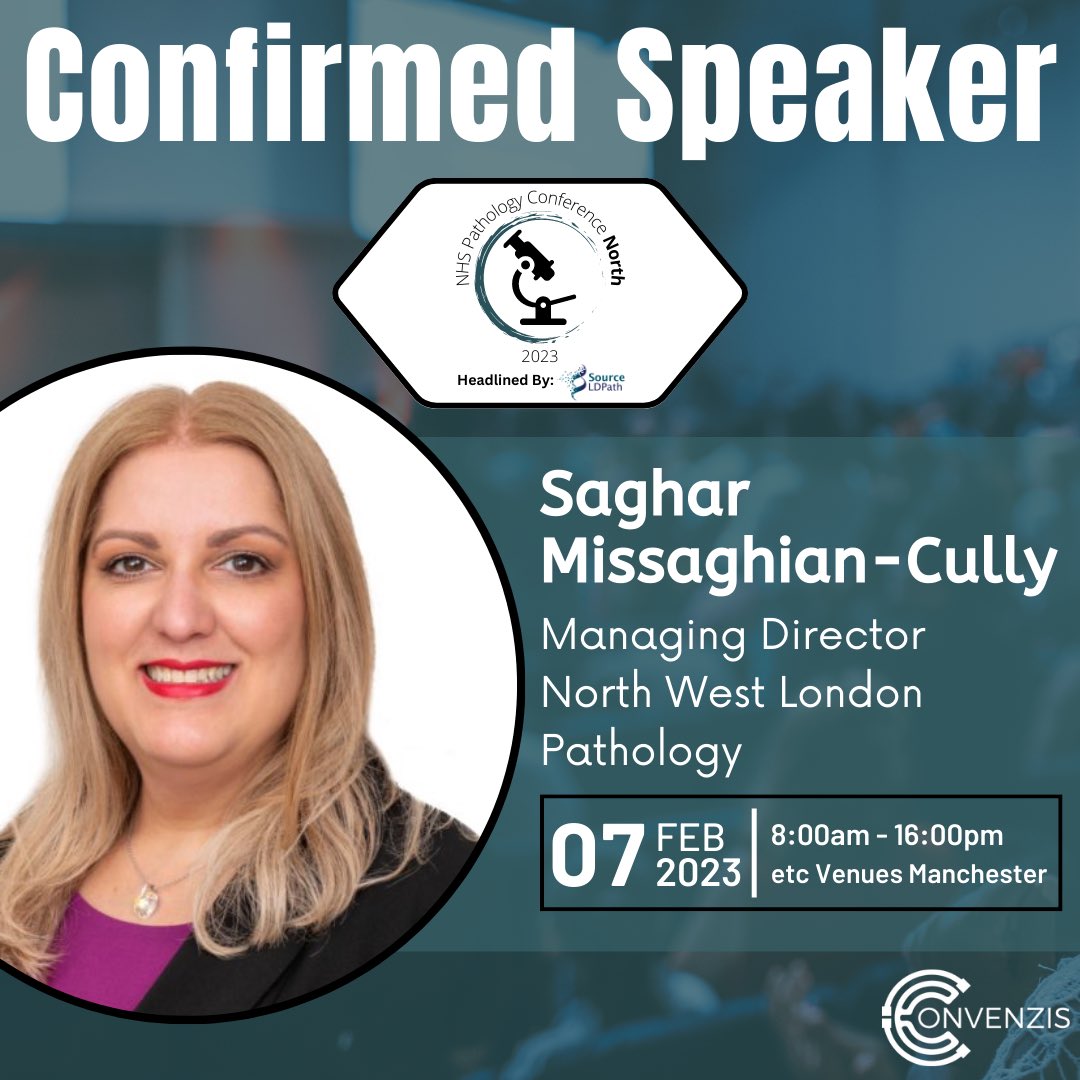 Thanks <a href="/Convenzis_Group/">Convenzis</a> for inviting me to speak at the upcoming NHS Pathology Conference North on February 7th! Looking forward to it 🙂
Follow the link below for more info: 👇  
ow.ly/LBpP50M28lk 
<a href="/NwlPathology/">North West London Pathology</a>
