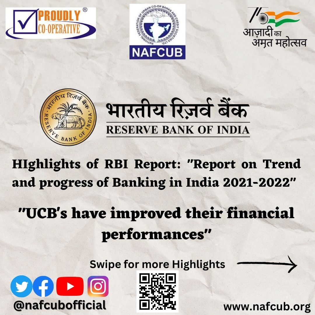 nafcubofficial's tweet photo. Highlights of RBI Report: "Report on Trend and progress of Banking in India 2021-2022". https://t.co/BQqtIoSSlc
