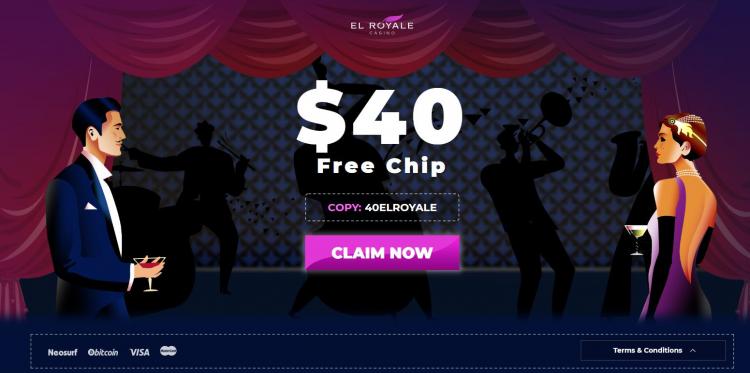 El Royale offering a %250 deposit bonus and a 60 free spin casino bonus