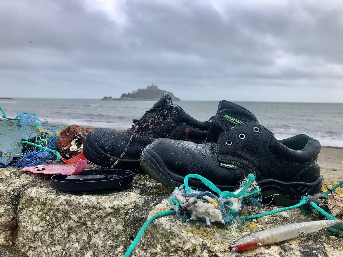 Good tidy along #Marazion beach yesterday! Lots of boots coming ashore recently! #plasticpollution #beach #recycling #Cornwall