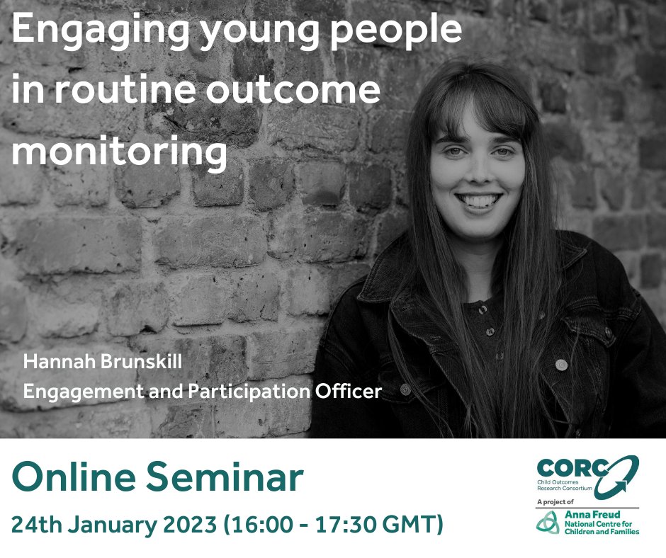 CORCcentral's tweet photo. Join @hannahbrunskill on 24 Jan to explore how #youngpeople can be meaningfully involved in the processes &amp; practices of routine outcome measurement. Practical suggestions for improving #participation in your service. 
👇💻
https://t.co/0WKwZQjLHG

#mentalhealth
#outcomemeasures https://t.co/cRYHZIxS7N