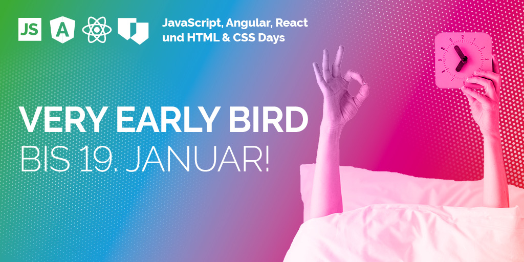 JS_Days's tweet image. Morgenstund hat Gold im Mund 😀Sicher dir ab sofort einen begehrten Platz bei den JavaScript Days im März 2023 in München mit dem Very-Early-Bird und spare bis zu 300€ 💰Worauf wartest du noch? 🏃🏼♀️
#JavaScript
Zum Rabatt: ow.ly/ix3n50MbqaK