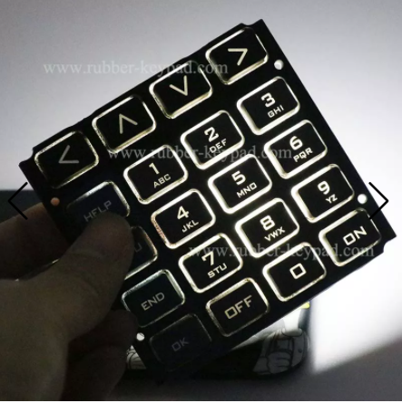 Betterhelen2's tweet image. The laser etches the rubber keyboard, removing the top coat of the painted keyboard to reveal the lighter layer (usually white) underneath.  The effect is to create an enhanced backlight effect by lighting only the legend on the keyboard. 
#silicone #rubber #keypad #laser #model