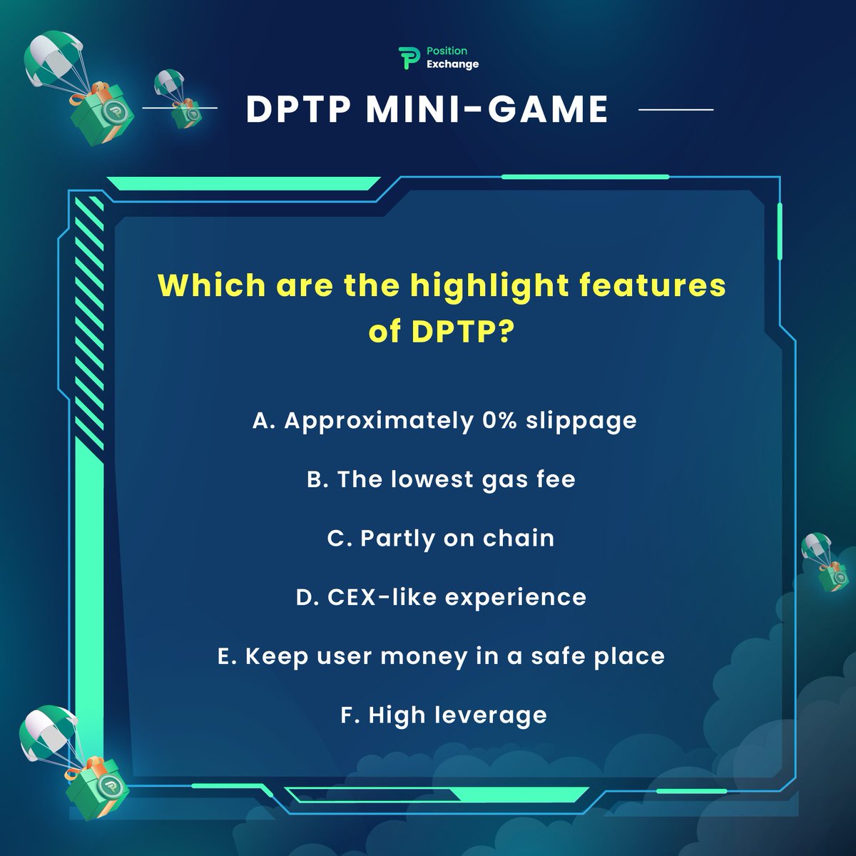 PositionEx's tweet photo. We're so sorry! Because of some mistakes, the previous #DPTP Airdrop has been deleted.
We can not restore the post. So everyone, Let's join it again! 
👇👇👇
DPTP MINI-GAME
- Like + Follow  
- Tag 3 friends 
- Cmt hashtag #DPTP + Your answer + A lucky number + Wallet address https://t.co/qLD4d192Fk