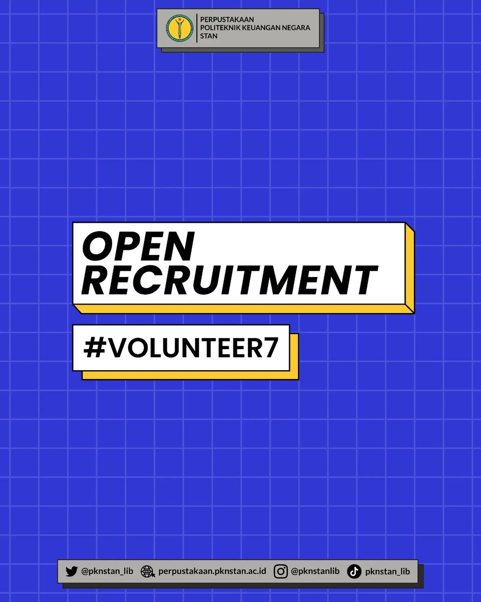 pknstan_lib's tweet photo. [[Open Recruitment Volunteer 7]]
_____________________________________
Halo Sobat Perpus! 👋

Volunteer Perpustakaan kembali dibuka lho, 
Mari bergabung menjadi bagian dari Perpustakaan PKN STAN. 
Tandai tanggalnya, jangan lupa untuk mendaftar yaa!!! https://t.co/UHhhkwkr6C