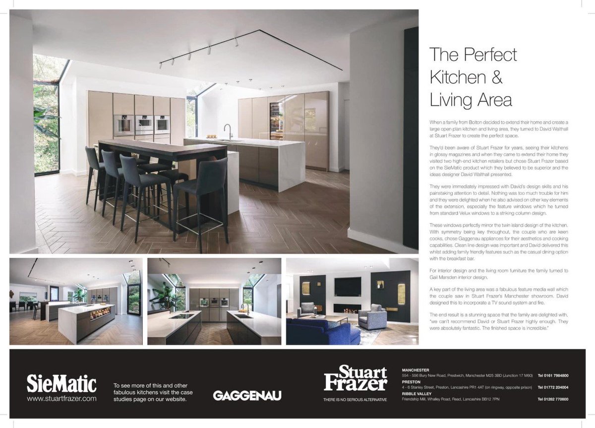 Looking fabulous in @liveribblevalley magazine

A luxurious kitchen and living space

#StuartFrazer #Noseriousalternative