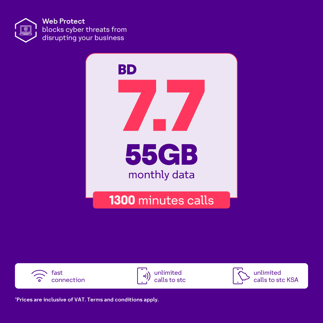 stcbusiness_bhr's tweet image. Do more business on the most secure network in Bahrain with our Business Voice Plans
أنجز المزيد عبر الشبكة الأكثر أماناً في البحرين مع باقات الأعمال الصوتية
#stcbusiness #bahrain #postpaid