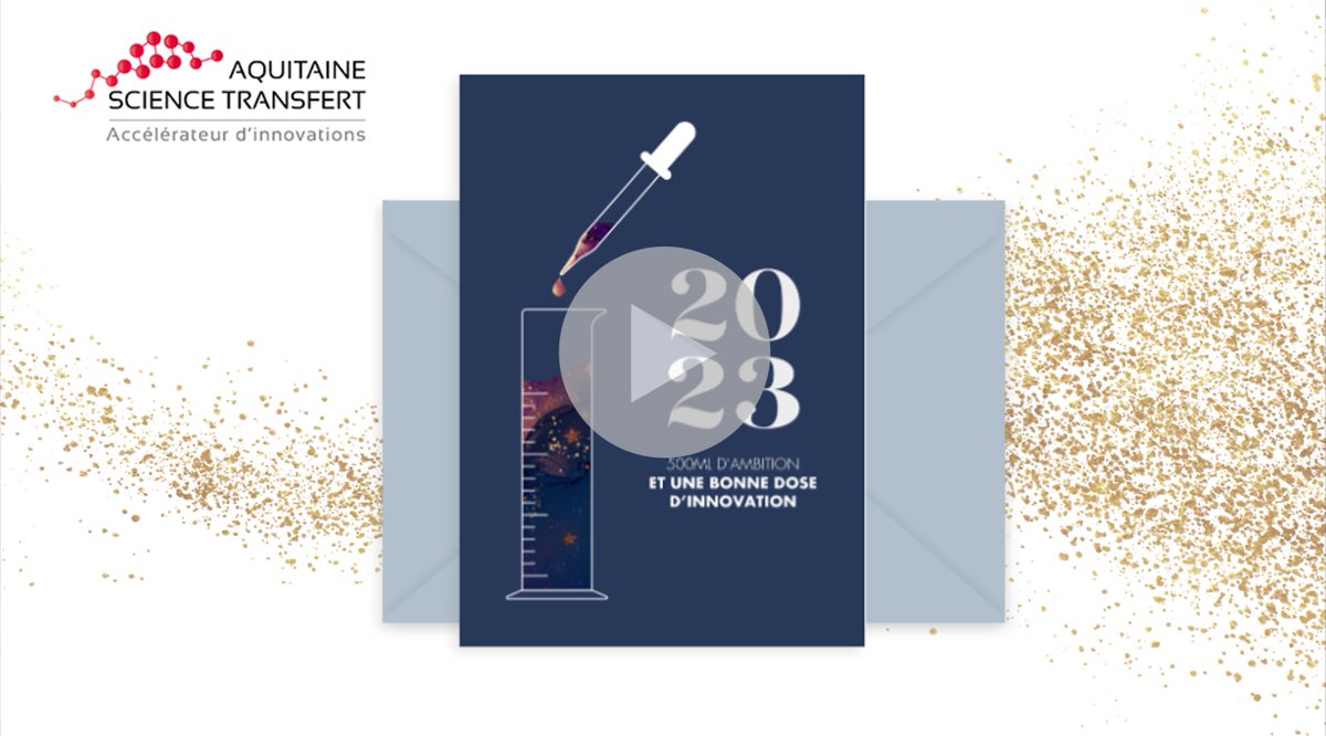 Toute l’équipe de la SATT Aquitaine Science Transfert vous souhaite une belle année 2023 !
lnkd.in/ez6qQZRn

#recherche #maturation #innovation #transfert #SATT #incubation #chrysalink #nouvelleaquitaine