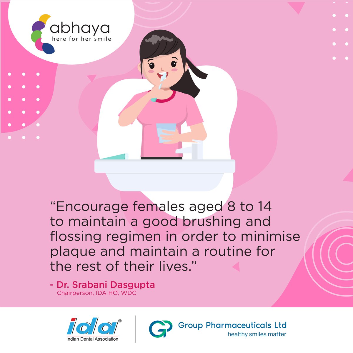 group_pharma's tweet photo. Introducing young women to healthy oral health habits can help prevent serious issues throughout their life. Be it teaching the right method of brushing or flossing, the key is to start early.
#HereForHerSmile #Abhaya #WomensOralHealth #GroupPharma #oralhealth #teenhealth #dental https://t.co/YWVOnGKHk2