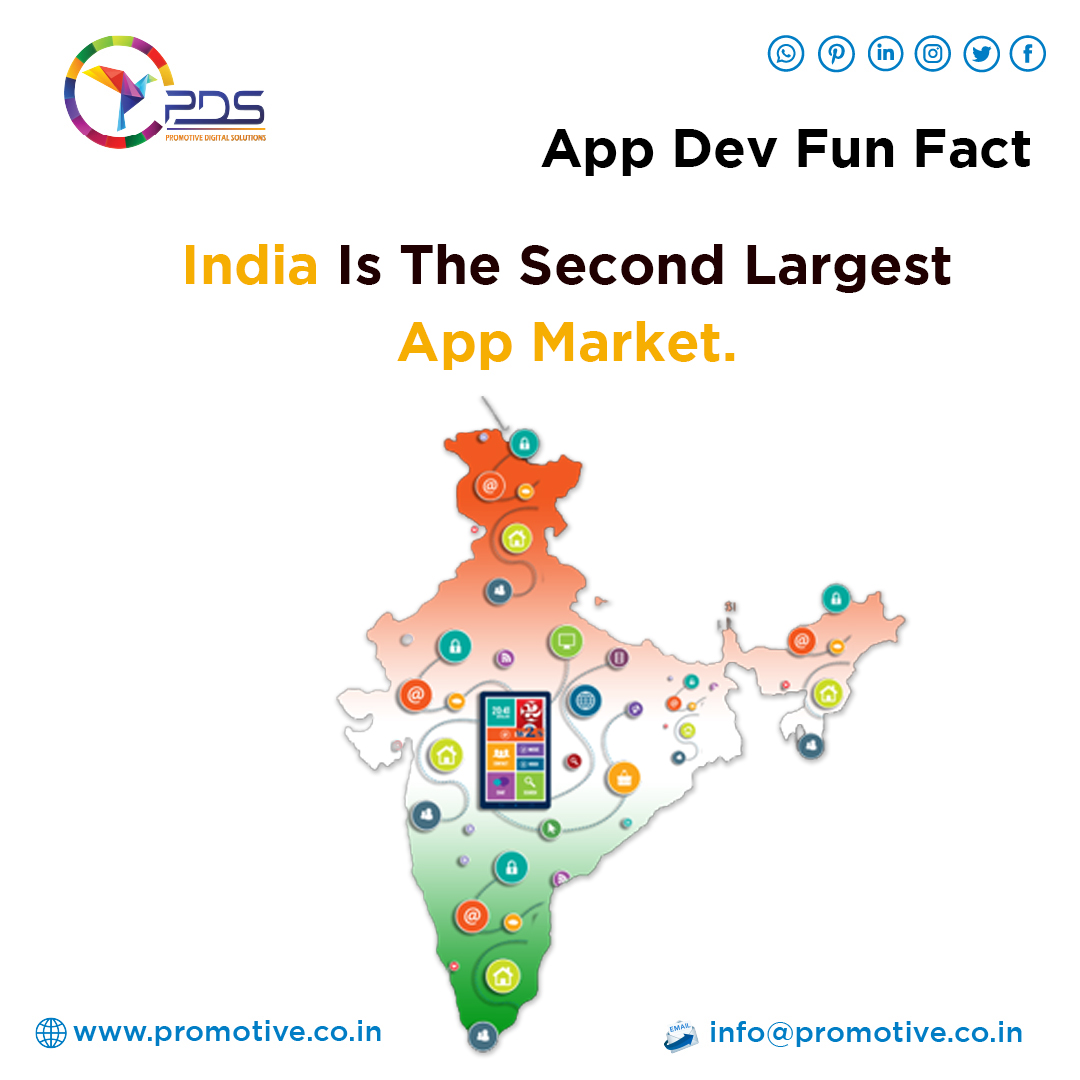 India is the second largest app market after the USA. Amongst billions of WhatsApp users, over 68% are from India. This represents India as an emerging market for the app development and IT industry.

#india #app #SecondLargest #appmarket #usa #pds #promotivedigitalsolutions