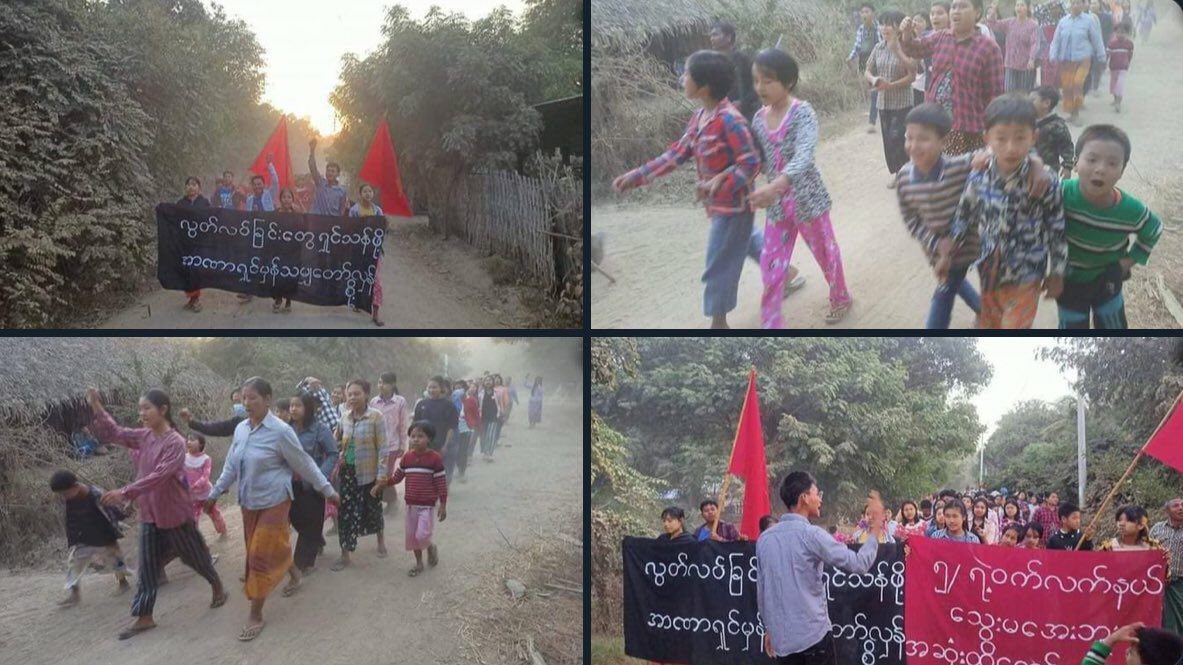 TTFR__Myanmar's tweet photo. Pro-democracy people from Wetlet rallied and took a stride with their great momentum to voice out their strong opposition towards military dictatorship.   #2023Jan5Coup #HelpMyanmarIDPs #WhatsHappeningInMyanmar https://t.co/49LhHWnP2k