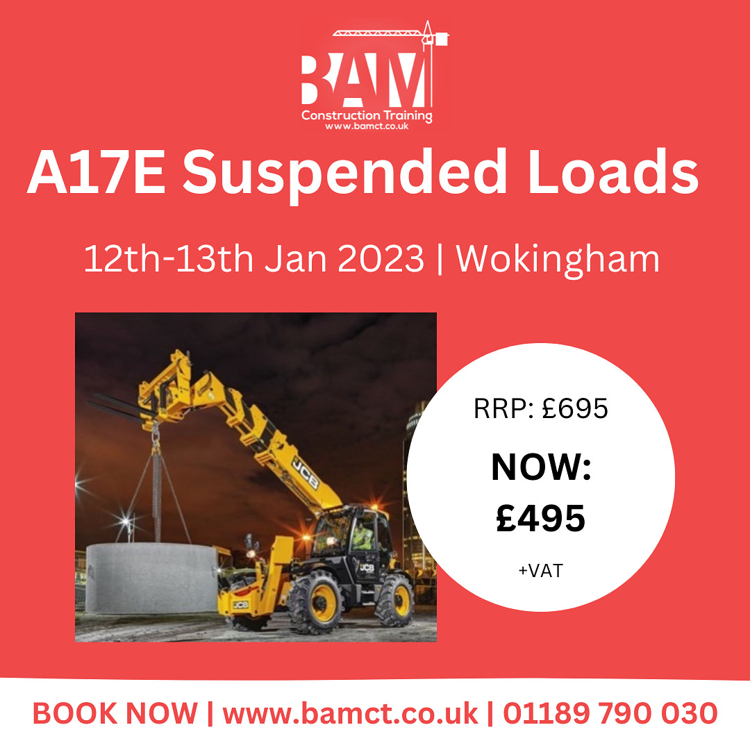 TrainingBAM's tweet image. **JANUARY SALE**

Want to join our A17E Suspended Loads Course?

🏗 A17E Suspended Loads Course
🏗 12/01/2023 - 13/01/2023
🏗 NOW £495 +VAT

Call us today to secure your place!
📞 01189 790 030