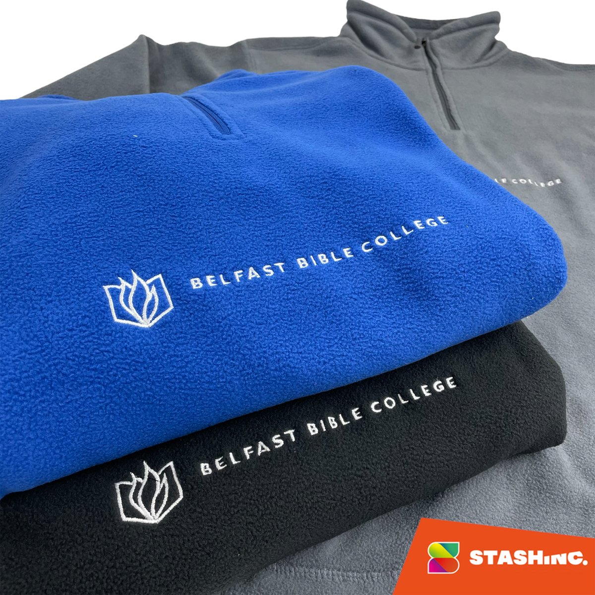 stashinc_'s tweet photo. 🧵 The guys @belfastbiblecol just got a stylish upgrade with these beautiful embroidered 1/4 zip fleeces that we produced for them

They used our online shop to create a store where their colleagues could easily place orders and have them delivered right to their home 🏡 https://t.co/7p0IfhRtOl