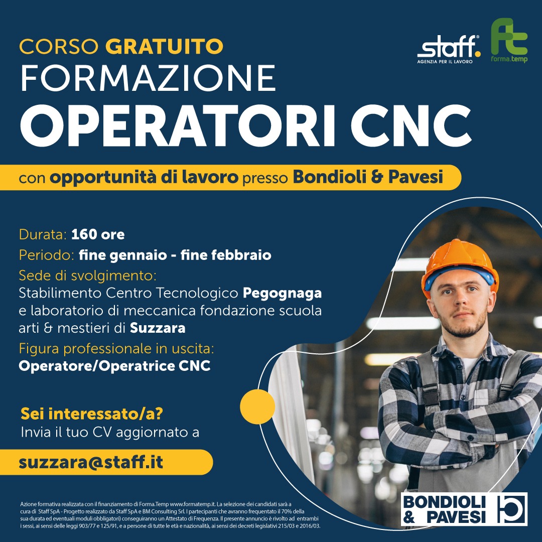 Stai cercando una nuova opportunità in provincia di #mantova?  Partecipa al corso #gratuito di formazione per Operatori CNC
careers.staff.it/job/view-job.p…