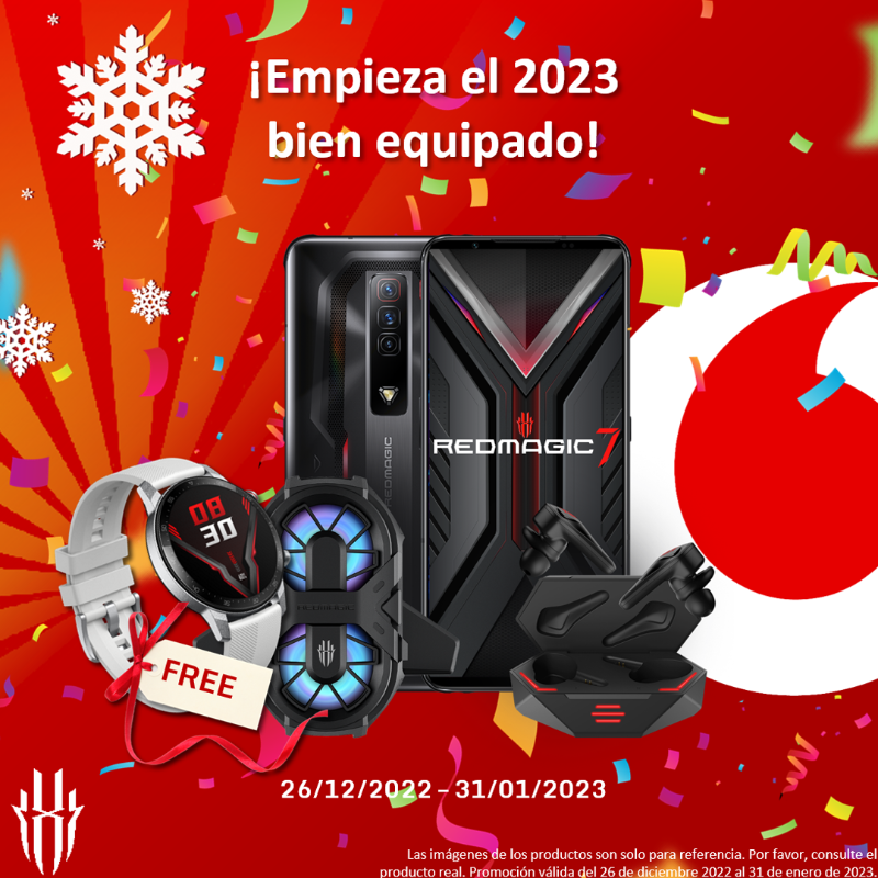 redmagicgaming's tweet photo. Empieza el 2023 cargado de accesorios con la compra del #REDMAGIC7 de @vodafone_es y ahora por tiempo limitado te llevas un #REDMAGIC Watch de regalo. 😁