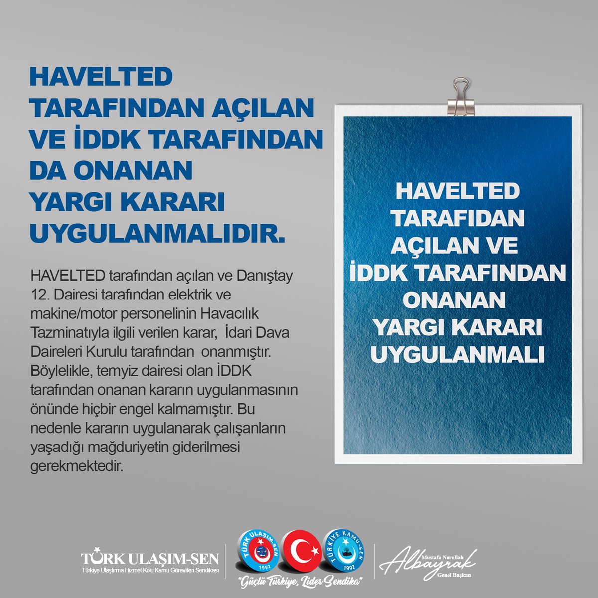HAVELTED tarafından açılan ve İDDK tarafından da onanan yargı kararı uygulanmalıdır. <a href="/Haveltedmerkez/">HAVELTED</a>