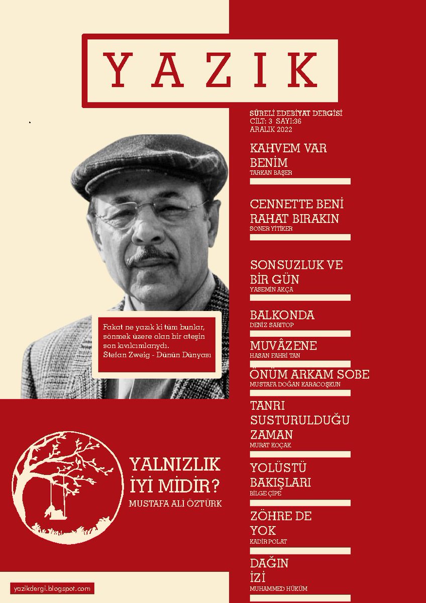 “Fakat ne yazık ki tüm bunlar, sönmek üzere olan bir ateşin son kıvılcımlarıydı.”
Stefan Zweig - Dünün Dünyası 
yazikdergi.blogspot.com/2023/01/yazik-…