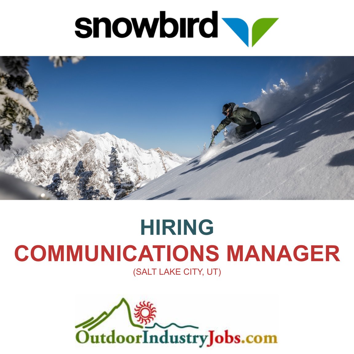 Apply Here: outdoorindustryjobs.com/JobDetail/GetJ…

#outdoorindustryjobs #skisnowbird #ski #downhillski #skilife #communications #communicationsmanager #hiringcommunicationsmanager #communicationsjob #hiringcommunications #skijobs
@Snowbird