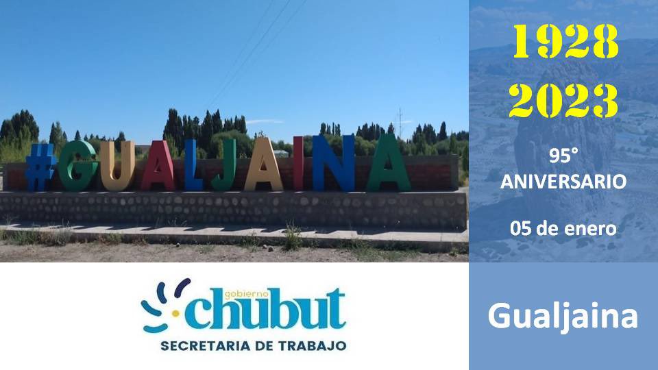 TrabajoChubut's tweet photo. Feliz 95º aniversario 📍#Gualjaina
Un saludo a las y los vecinos de la localidad. https://t.co/TkQN7IayHw