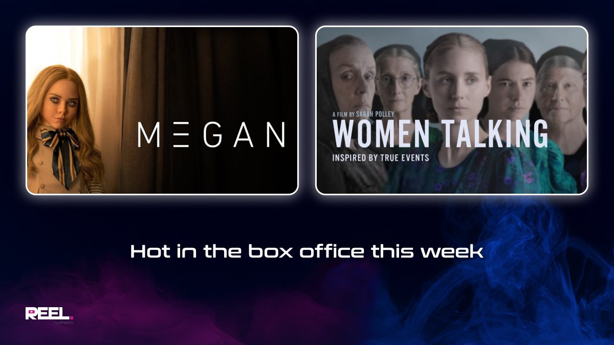 goREEL_official's tweet photo. Hot in the box office this week πΏ
#M3GAN (Universal) (United States) (Budget $12M)
#WomenTalking (United Artists) (United States) (Budget $134.9M)
Earn money at the box office with https://t.co/T2nTPopis3, coming soon!
#BePartOfTheCircle https://t.co/4xTf4GzUd4