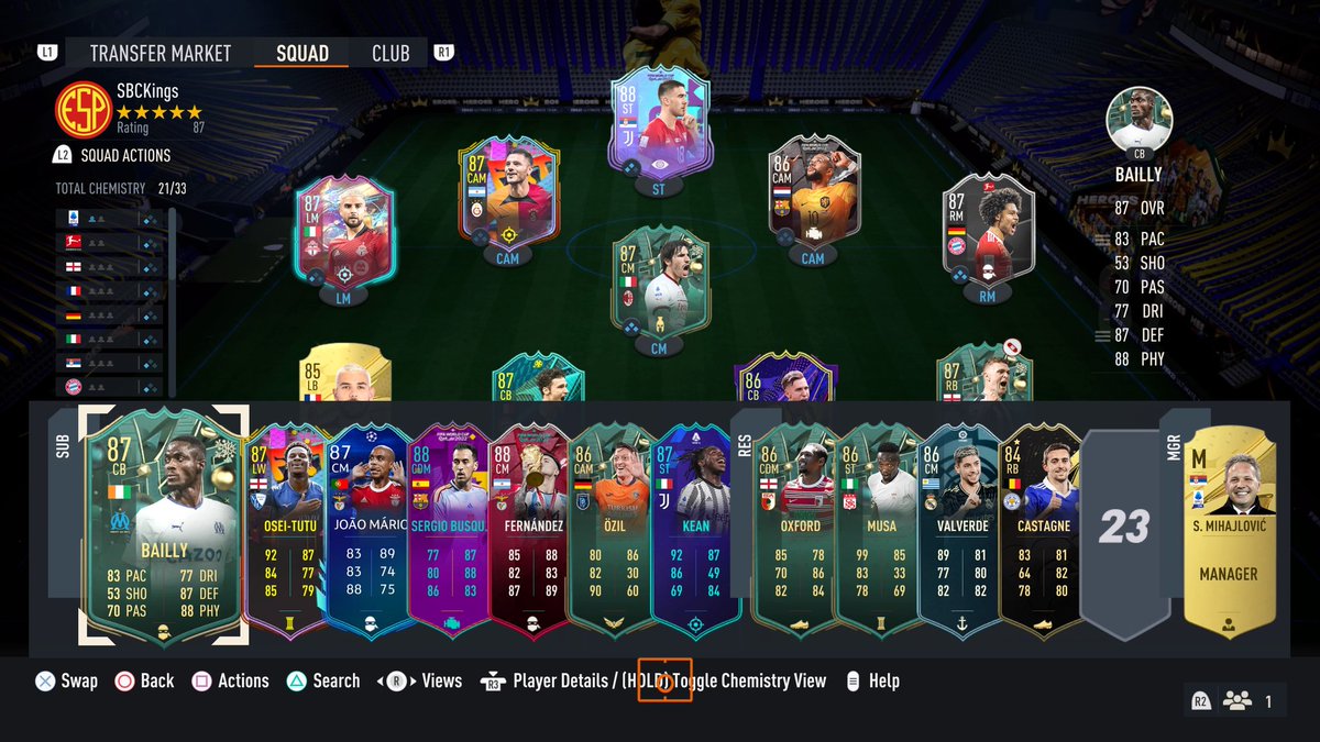H1GHRISH's tweet photo. My nephew does this squad building sbc challenge for the best card players no money just free fodder for this , great team he keep making me x https://t.co/I6fMPe0HvW