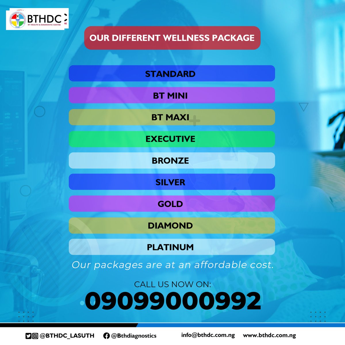 BTHDC_LASUTH's tweet photo. Start the new Year healthy and confident.
It's the best time to schedule your routine health check-up.
Call Us Today on
09099000992.
Your Wellness is our Priority.
#bthdc #sicklecell #bthdc #btdiagnostics #spirometry #checkup #healthiswealth #Health #MentalHealthAwareness https://t.co/Opm1KA2X9x