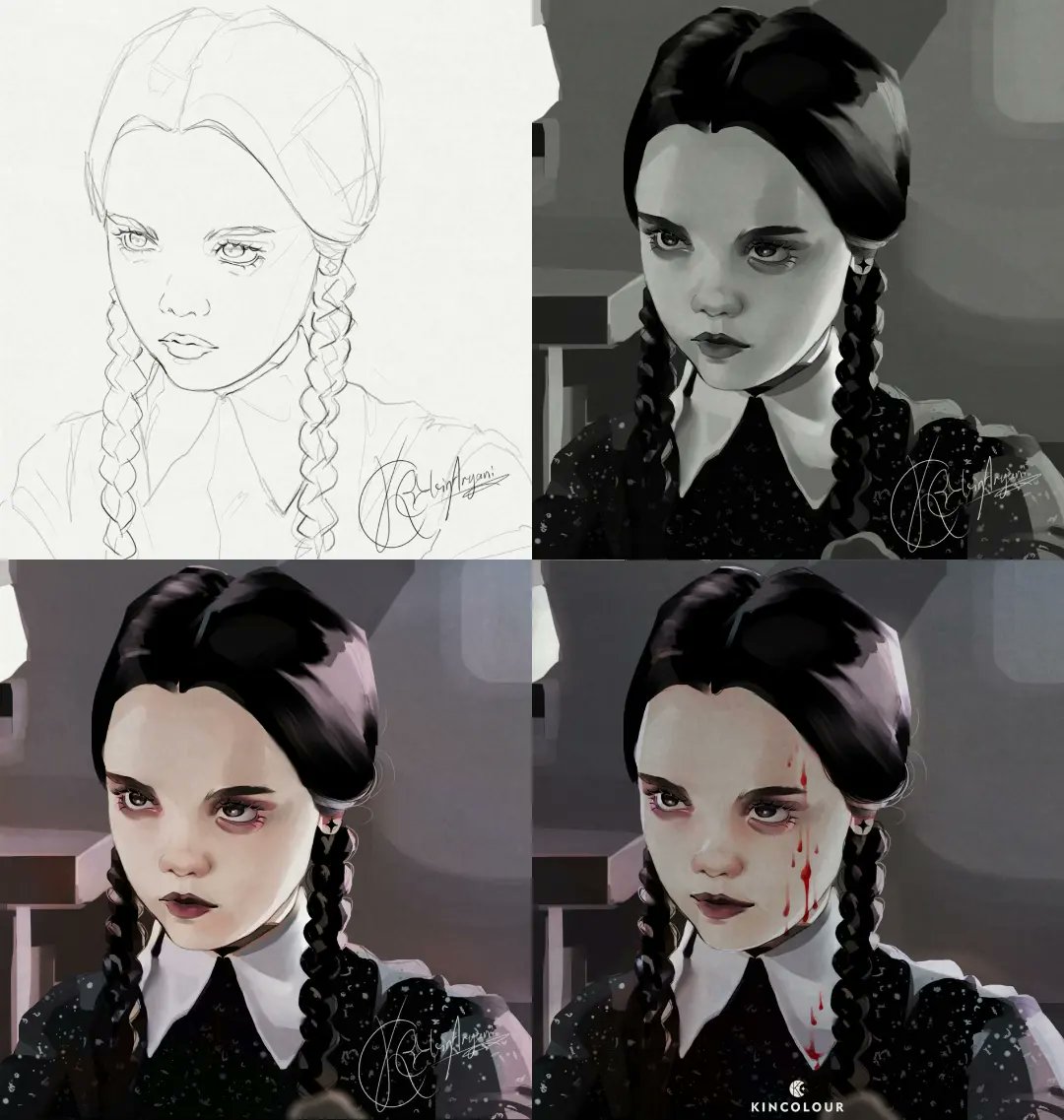 She doesn't smile often, but when she does....

#wednesday #digitalart #art