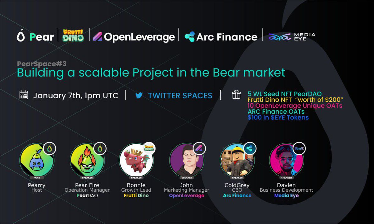 A new year, A new beginning😇🎉

🎙Join us this weekend as we host remarkable market leaders to share proven strategy to build a scalable project in the bear market.

🏆 Over $500 worth of reward
✅ RT, tag 3 &amp; Tune in
✅ Q/A Winners

#pearspace