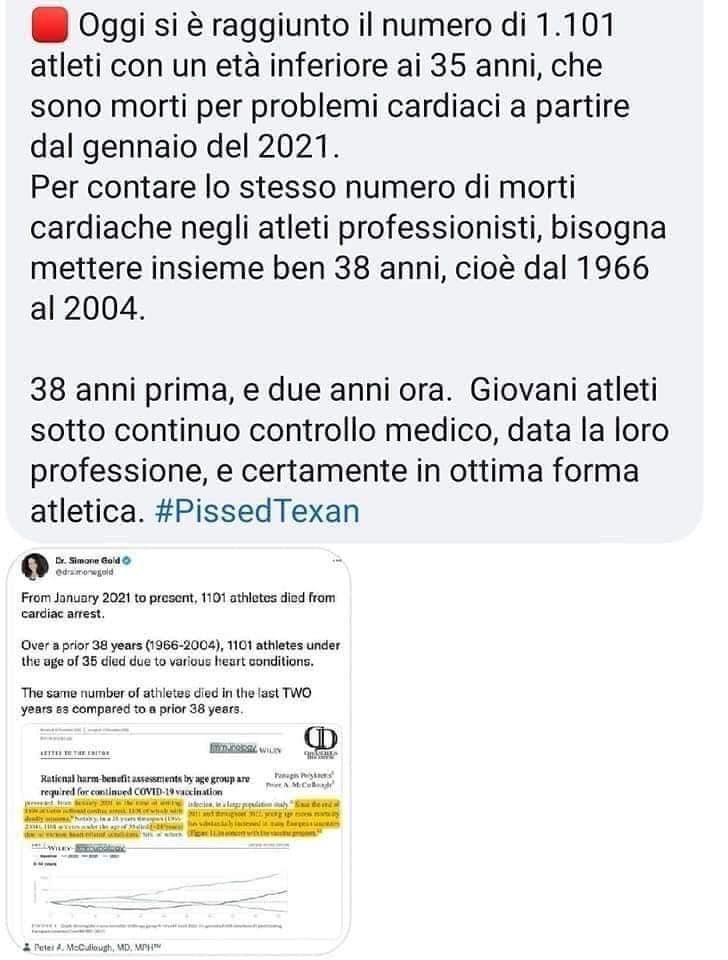 leogbayona's tweet photo. 1101 atletas profesionales muertos a partir del 2021 💉💉💉, prácticamente la misma cantidad de atletas que murieron desde el 1966 hasta el 2004 ( 38 años ….)

Te vas a seguir pinchando y pinchando a tus hijos? https://t.co/ED6Z5cWZnw