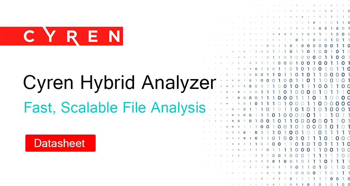 Cyren Hybrid Analyzer pushes the limits of emulation to bridge the gap between anti-malware detection and sandbox detonation to cost-effectively lower the risk of unknown malware. Read datasheet: cyren.com/wp-content/upl…

#malware #malwarefileanalysis #malwaredetection #emulation