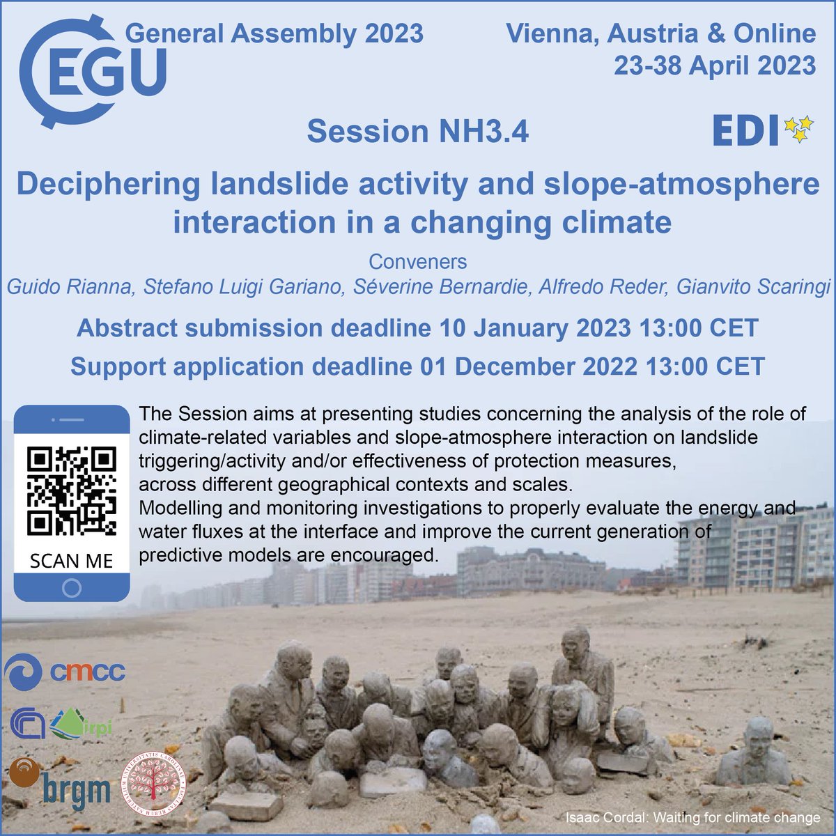 stefanoluigi84's tweet photo. Only 5 days to submit your abstract to the #EGU23 session on #landslide #activity and #slope-#atmosphere #interaction in a #changingclimate 👇

https://t.co/7a9KoXo0R6

@guido80r @GianScaringi @CmccClimate @CNR_IRPI @NH_EGU @EuroGeosciences @science_charles https://t.co/RnDQtRbalL