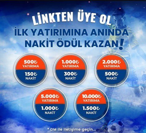 Linkten üye olup yapacağınız ilk yatırıma nakit iade🎁

500₺ yatır 150₺ iade 💸
1000₺ yatır 300₺ iade 💸
2000₺ yatır 500₺ iade 💸
5000₺ yatır 1000₺ iade 💸
10000₺ yatır 1500₺ iade💸

Nakit iadeler 24 saat içerisinde ödenecektir.

Link: bit.ly/Mostbet02